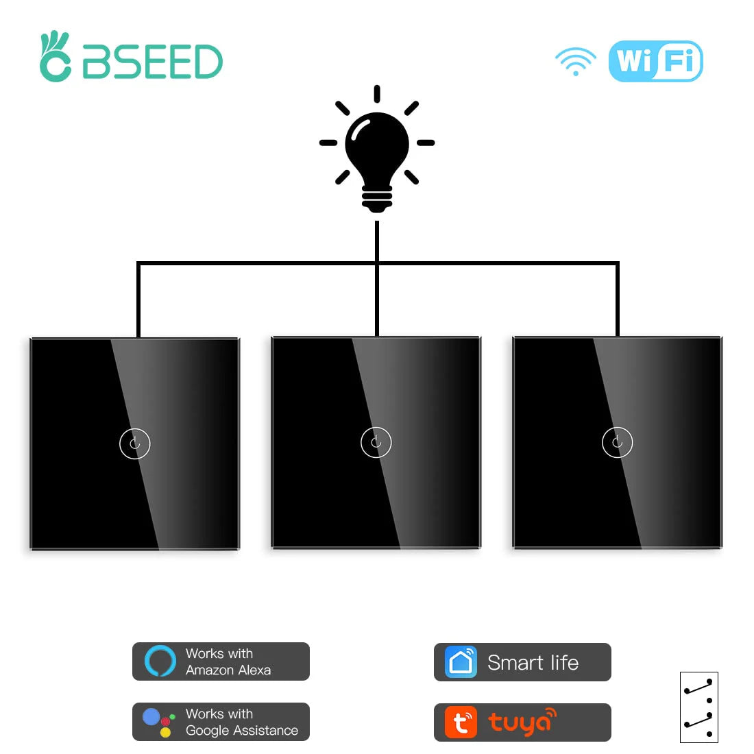 Bseed Smart Wifi Touch Switch 1 Gang - Dansmart Elektrotech