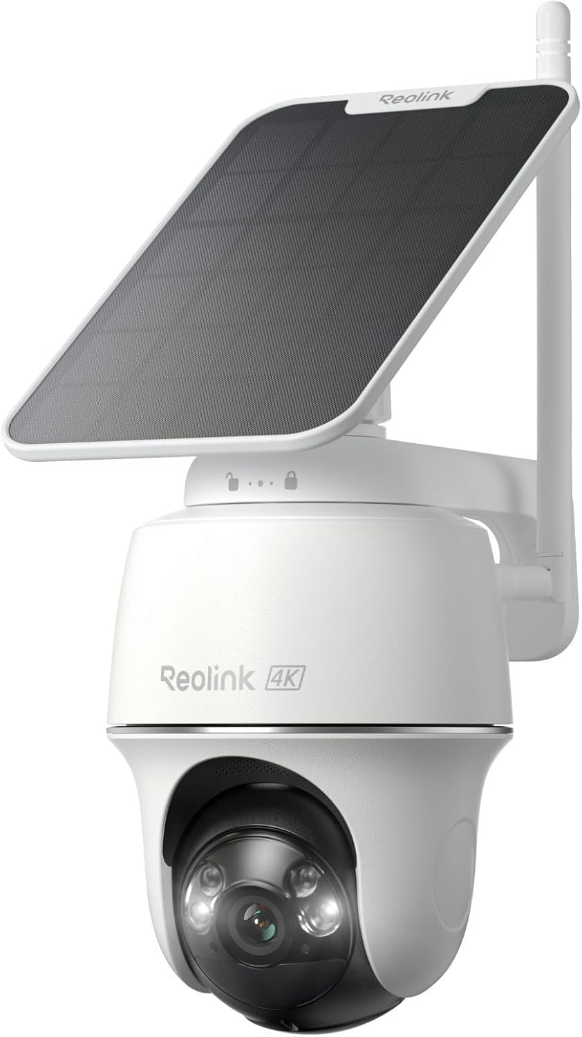 REOLINK First 4K Solar Security Cameras Wireless Outdoor, Argus PT Ultra+Solar Panel, 360° Pan Tilt Auto-Tracking, 8MP Color Night Vision, 2.4/5 GHz Wi-Fi 6, No Subscriptions, Home Hub Compat - Dansmart Elektrotech