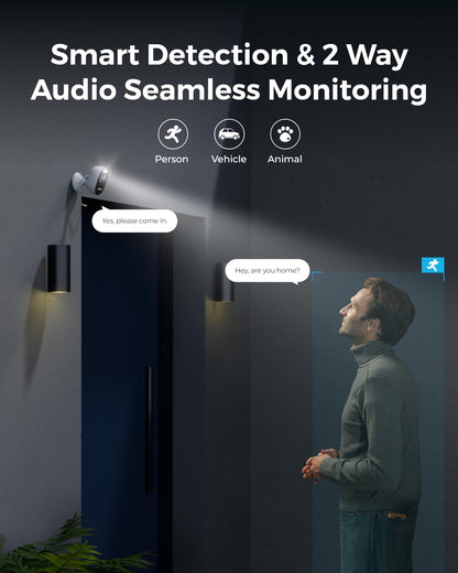 Reolink Outdoor Security Camera System, 2K Plug-in Cameras, 5G/2.4GHz Dual-band Wi-Fi, 256GB microSD Card Included, Max.512GB×2 Storage, Smart Detection, 24/7 Offline Recording, Home Hub with - Dansmart Elektrotech