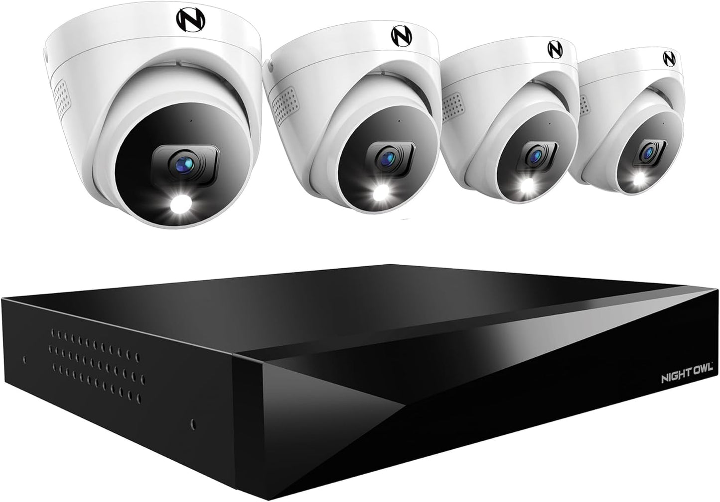Night Owl 2-Way Audio 12 Channel DVR Video Home Security Camera System with (4) Wired 2K HD Indoor/Outdoor Deterrence Dome Cameras and 2TB Hard Drive (Add up to 4 Wi-Fi Cameras) (4 Camera) - Dansmart Elektrotech