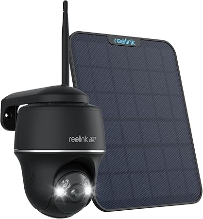 REOLINK 4K Solar Security Cameras Wireless Outdoor, 360° Pan Tilt, 8MP Color Night Vision, 2.4/5 GHz Wi-Fi 6, , Argus PT 4K+ 3W Solar Panel (Black) - Dansmart Elektrotech