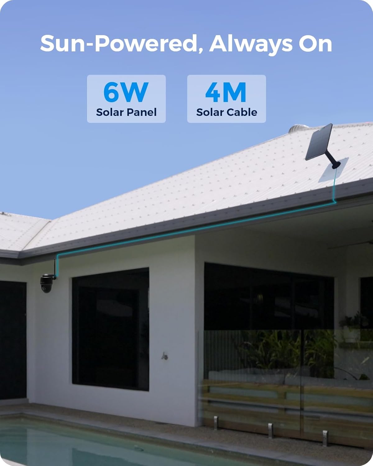 REOLINK 4K Solar Security Cameras Wireless Outdoor, 360° Pan Tilt, 8MP Color Night Vision, 2.4/5 GHz Wi-Fi 6, , Argus PT 4K+ 3W Solar Panel (Black) - Dansmart Elektrotech