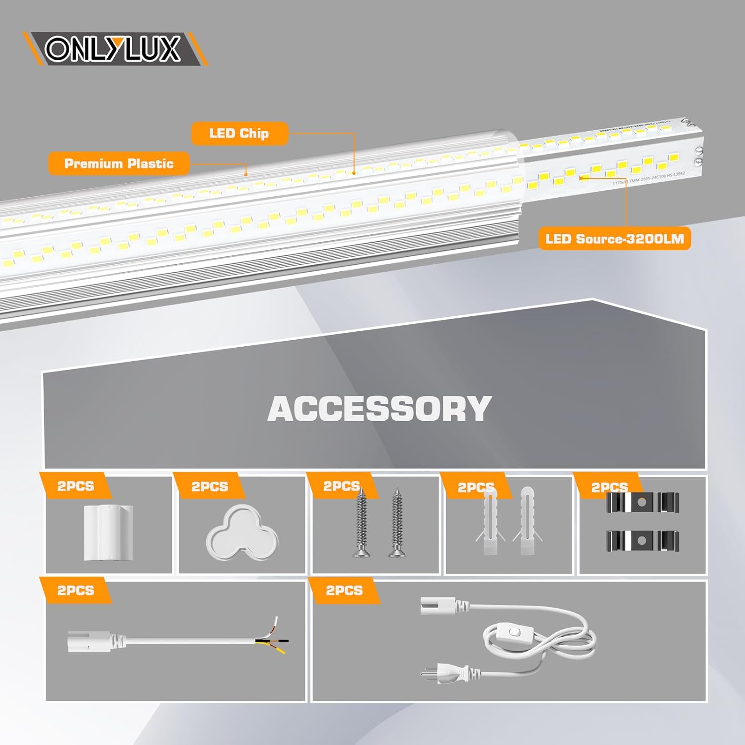 LED Shop Lights, LED Tube Light 25W 6000K, Garage Lighting, Super Bright, Under Cabinet Lighting, - Dansmart Elektrotech