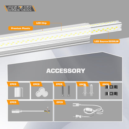 LED Shop Lights, LED Tube Light 25W 6000K, Garage Lighting, Super Bright, Under Cabinet Lighting, - Dansmart Elektrotech