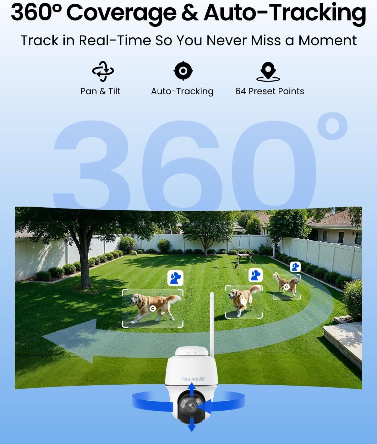 REOLINK First 4K Solar Security Cameras Wireless Outdoor, Argus PT Ultra+Solar Panel, 360° Pan Tilt Auto-Tracking, 8MP Color Night Vision, 2.4/5 GHz Wi-Fi 6, No Subscriptions, Home Hub Compat - Dansmart Elektrotech