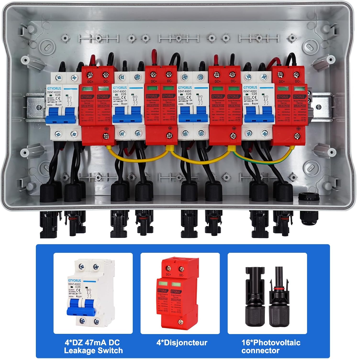 Surge Protection PV DC Isolator Switch Lightning Protection Circuit Breaker DC 4 String 500V 25A Solar Voltage Protection IP65 Waterproof Solar Connection&nbsp;Box - Dansmart Elektrotech