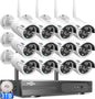 Hiseeu Wireless Pro WiFi Security Camera System, 16CH 4K NVR Kit, Plug-in Powered 12Pcs 5MP CCTV Home Security Camera System for Indoor/Outdoor, Night Vision, Waterproof, Motion Detection, 3T - Dansmart Elektrotech