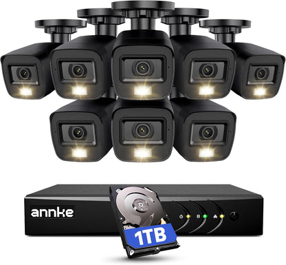 ANNKE 3K Lite Wired Security Camera System Outdoor with AI Human/Vehicle Detection, 8CH H.265+ DVR and 8 x 1920TVL 2MP IP67 Home CCTV Cameras with Smart Dual Light, Color Night&nbsp;Vision, 1 - Dansmart Elektrotech