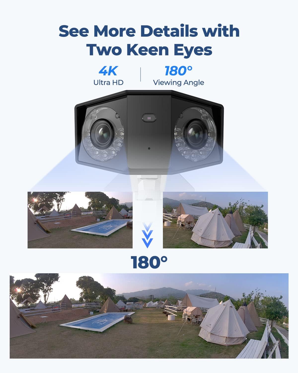 REOLINK 4K PoE Security Camera System, Home Outdoor IP Camera in 180 Degree Viewing Angle, Human/Vehicle/Pet Detection, Color Night Vision, Two Way Talk, Up to 512GB microSD Card, Duo 2 PoE&n - Dansmart Elektrotech