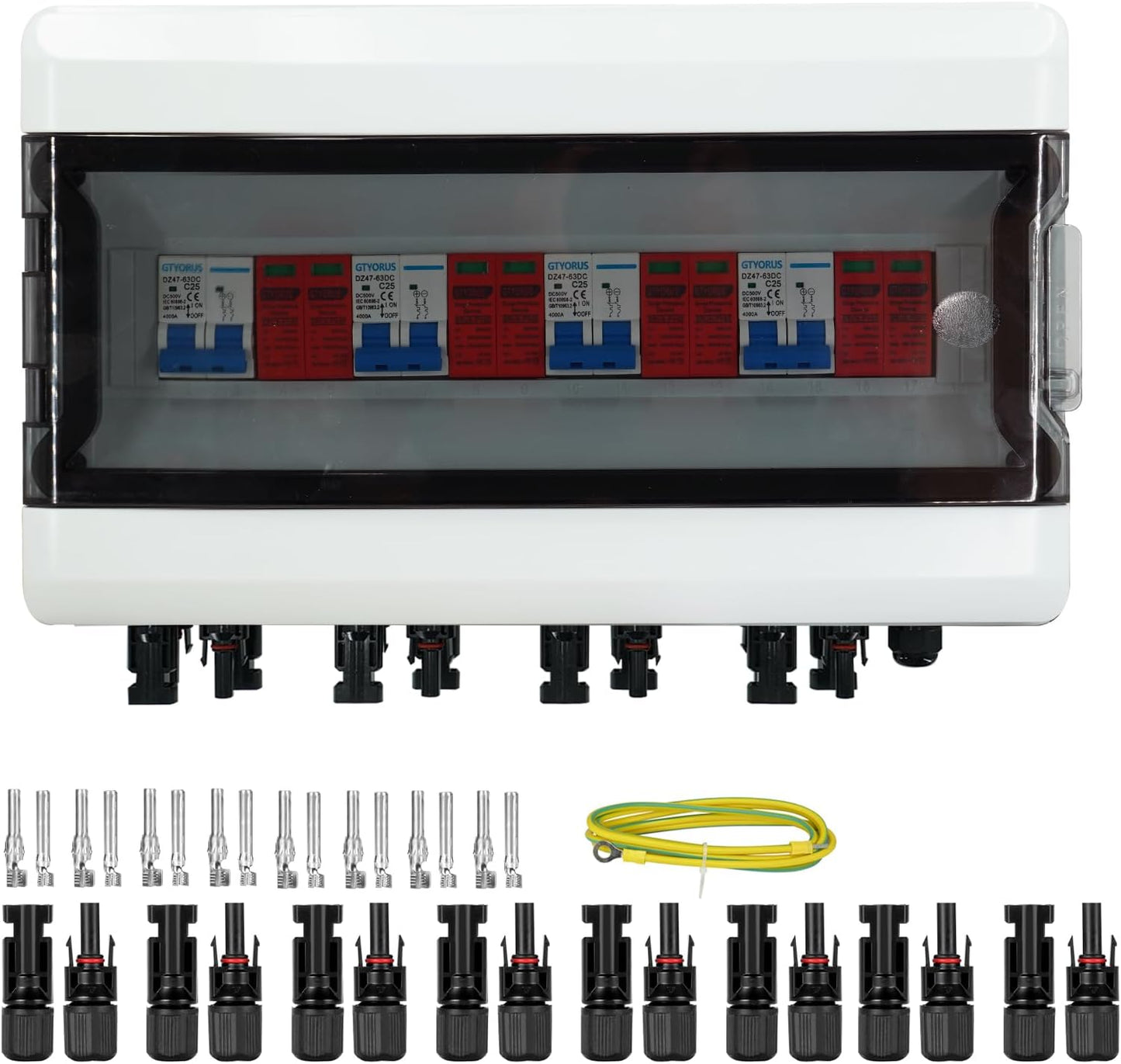 Surge Protection PV DC Isolator Switch Lightning Protection Circuit Breaker DC 4 String 500V 25A Solar Voltage Protection IP65 Waterproof Solar Connection&nbsp;Box - Dansmart Elektrotech