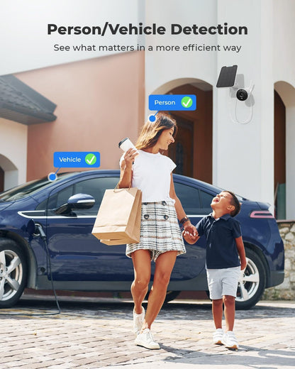 REOLINK Argus Eco+Solar Panel 2K 5MP Solar Security Camera Outdoor for Home Surveilance, Night Vision, Human/Car Smart Detection, 2.4G WiFi, No Subscription, Home Hub Compatible, Local Storag - Dansmart Elektrotech