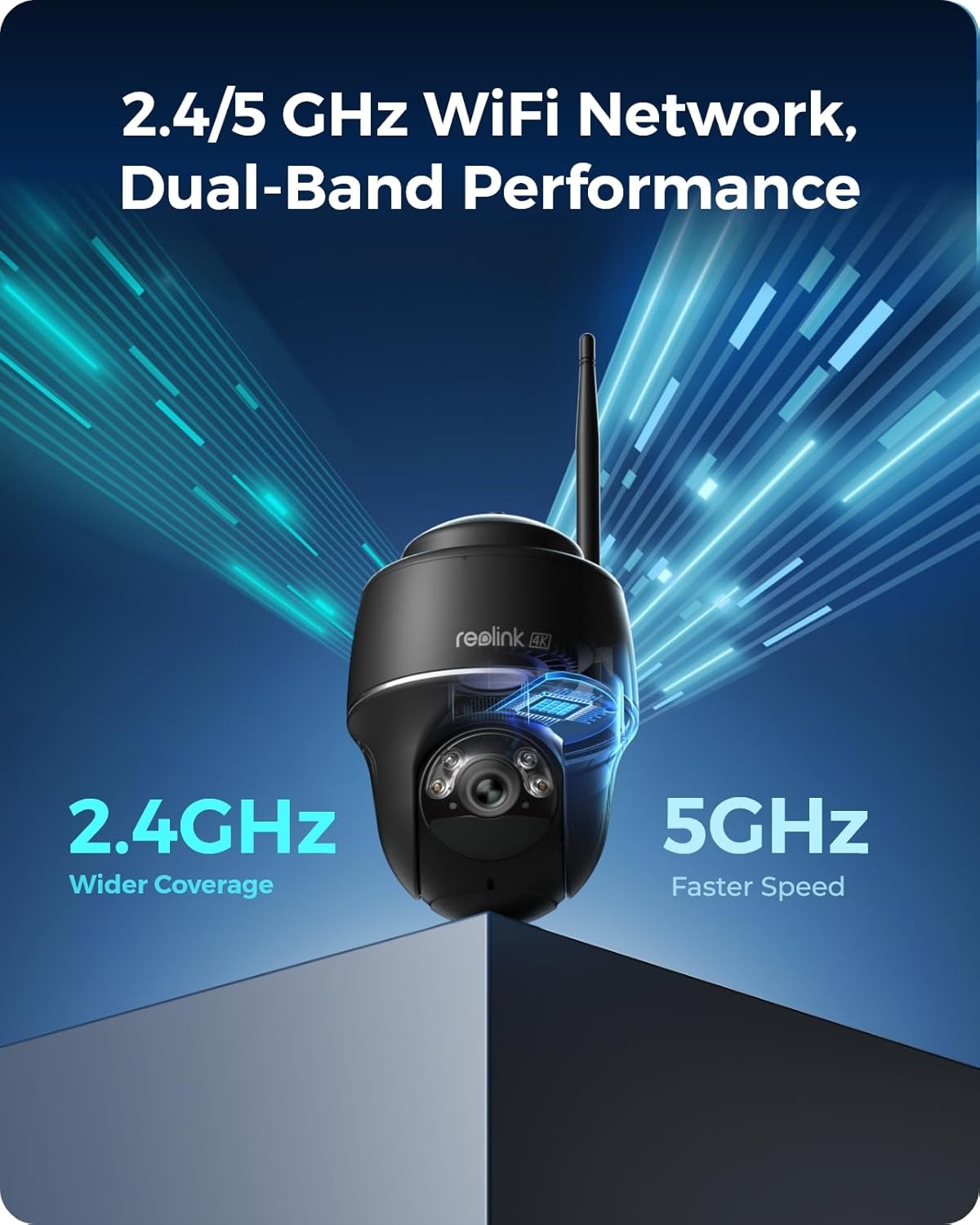 REOLINK 4K Solar Security Cameras Wireless Outdoor, 360° Pan Tilt, 8MP Color Night Vision, 2.4/5 GHz Wi-Fi 6, , Argus PT 4K+ 3W Solar Panel (Black) - Dansmart Elektrotech