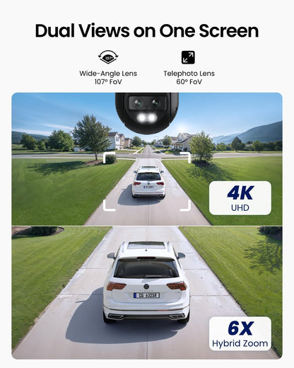 Camera, 360 PTZ Camera Auto Tracking, 2.4/5GHz Wi-Fi Smart Person/Vehicle Detection, 6X Hybrid Zoom, Color Night Vision, TrackMix WiFi - Dansmart Elektrotech
