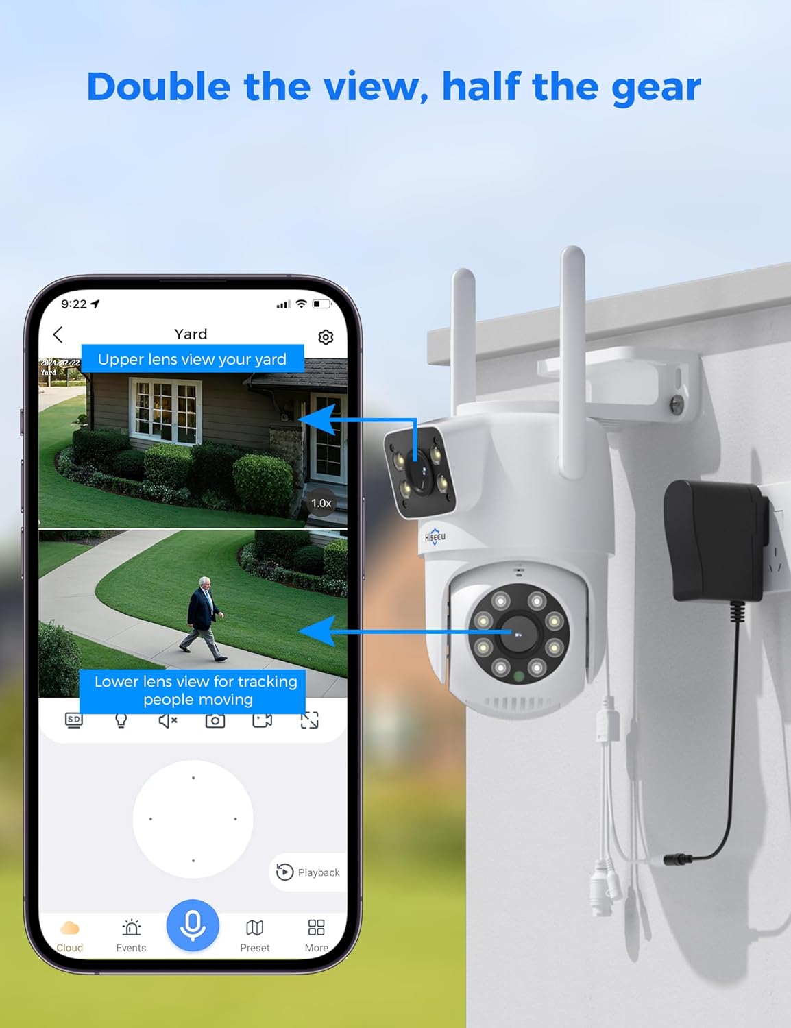 Hiseeu Wireless Security Cameras Outdoor, 5G &amp; 2.4G WiFi Pro, Wireless Home Security Camera System, Dual Lens, 360° Pan &amp; Tilt, Auto Tracking, Color Night Vision, 1TB HDD No Subscript - Dansmart Elektrotech