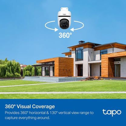 Tapo 1080P Outdoor Wired Pan/Tilt Security Wi-Fi Camera, 360° View, Motion Tracking, Works with Alexa &amp; Google Home, Night Vision, Free AI Detection, Cloud &amp; SD Card Storage(up to 512 - Dansmart Elektrotech