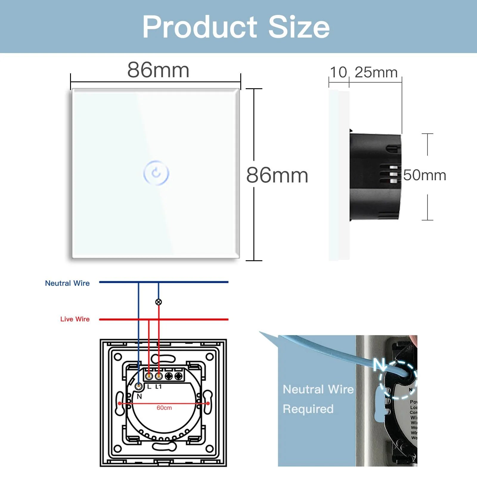 Bseed Smart Wifi Touch Switch 1 Gang - Dansmart Elektrotech