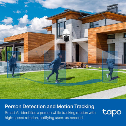 Tapo 1080P Outdoor Wired Pan/Tilt Security Wi-Fi Camera, 360° View, Motion Tracking, Works with Alexa &amp; Google Home, Night Vision, Free AI Detection, Cloud &amp; SD Card Storage(up to 512 - Dansmart Elektrotech