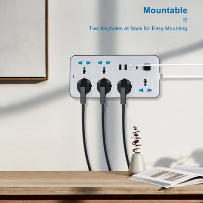 2m cheap 6 outlets multi plug 3 USB socket universal standard extension socket with overload protector - Dansmart Elektrotech