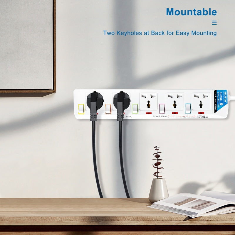 Gelistar Power Socket 5 Outlets White Electrical Power Strip Home Office Appliances Extension Socket - Dansmart Elektrotech