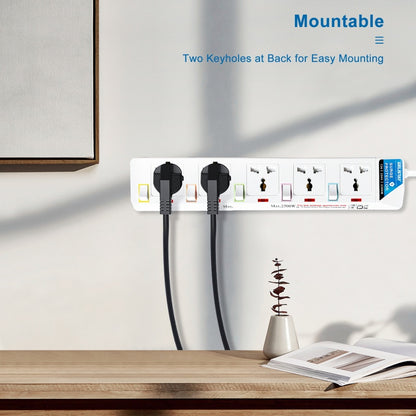 Gelistar Power Socket 5 Outlets White Electrical Power Strip Home Office Appliances Extension Socket - Dansmart Elektrotech