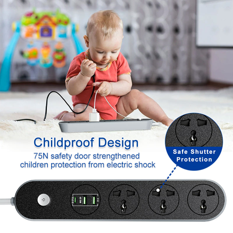 EXTENSION SOCKET PD20W Type C Fast Charging USB Ports Extension Socket 3 Way Universal Power Strip OEM - Dansmart Elektrotech