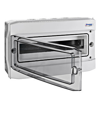 AP-Apartment distributor 1-row, 18TE, IP65, transparent door&nbsp; &nbsp; - Dansmart Elektrotech
