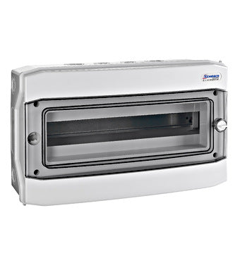 AP-Apartment distributor 1-row, 18TE, IP65, transparent door&nbsp; &nbsp; - Dansmart Elektrotech