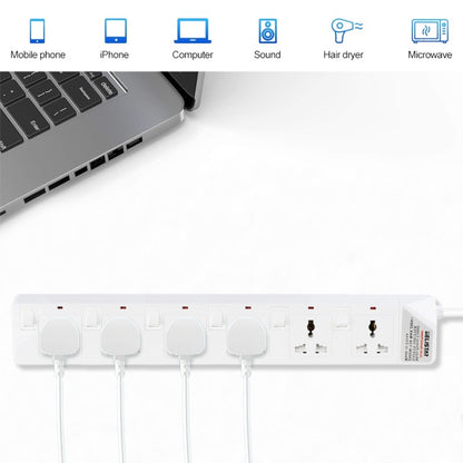 Universal socket white 6 outlet smart power strip 2m cable desktop individual switch extension socket - Dansmart Elektrotech