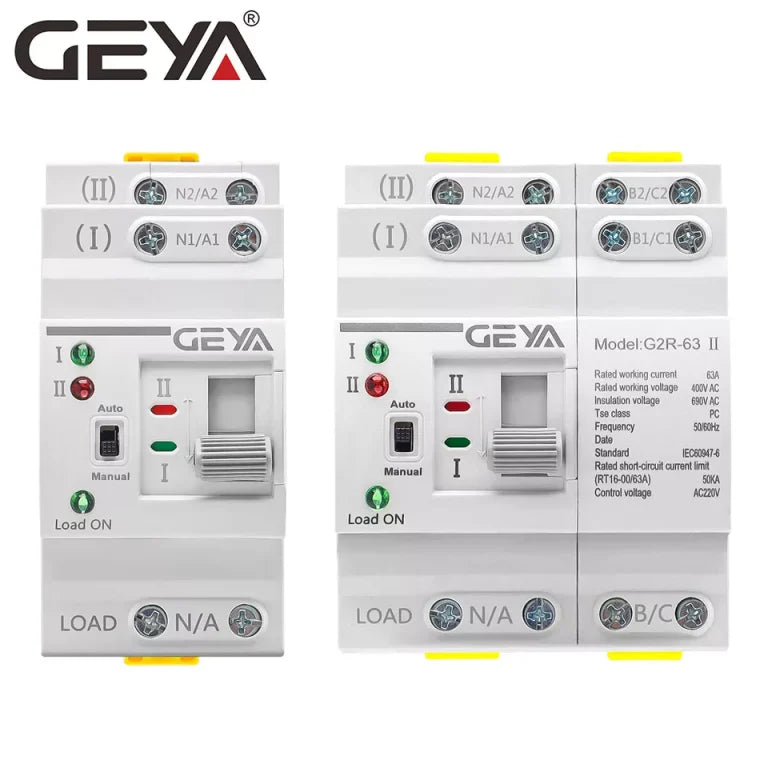 GEYA G2R Din Rail 2P 4P ATS Dual Power Automatic Transfer Switch - Dansmart Elektrotech