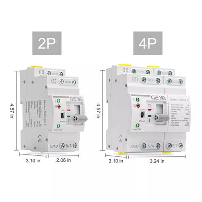 GEYA G2R Din Rail 2P 4P ATS Dual Power Automatic Transfer Switch - Dansmart Elektrotech